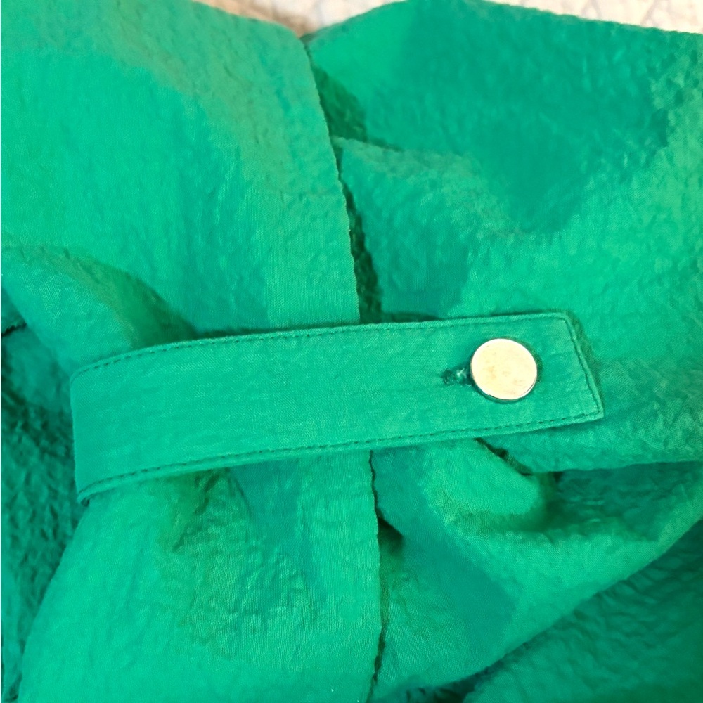 Green A-Line Maxi Dress with Cuffed Sleeves and Notched Collar - Picture 11 of 12